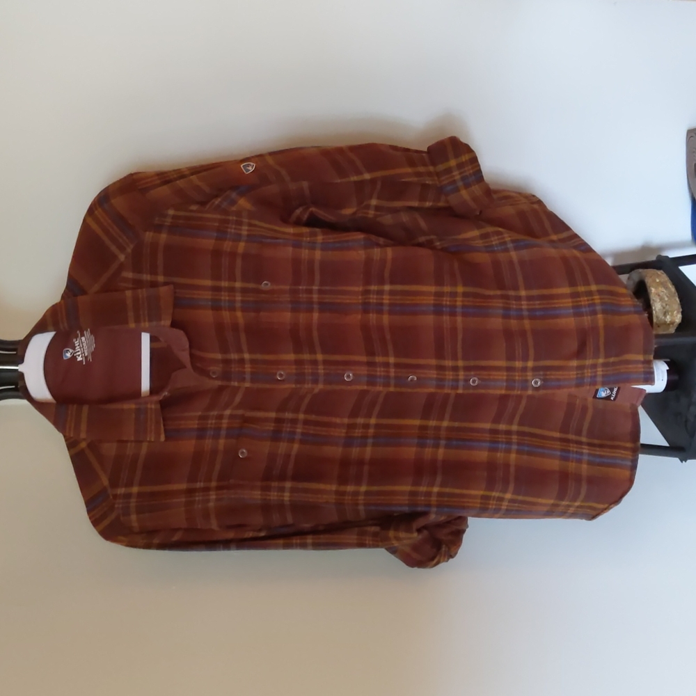 Kuhl Button Up Flannel Long Sleeve Shirt Plaid Multicolored Mens Size Me…
